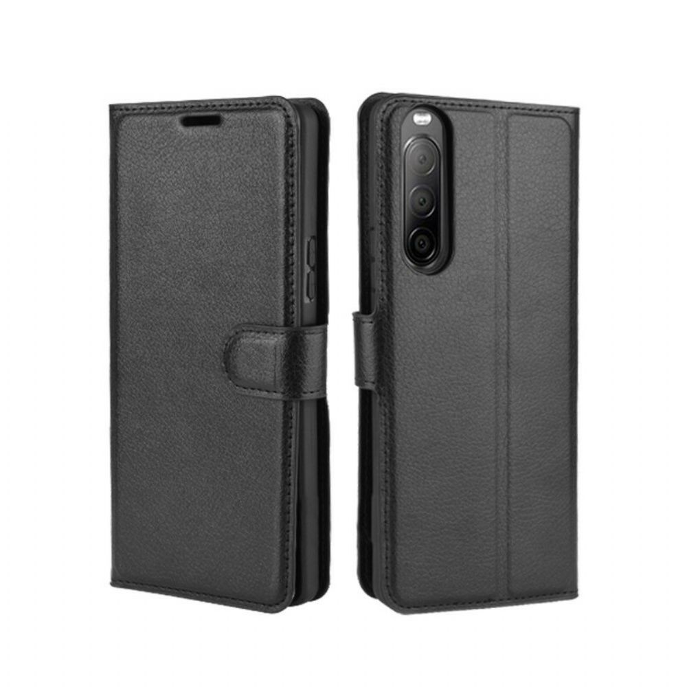 Flip Case Für Sony Xperia 10 II Kunstleder Litschi