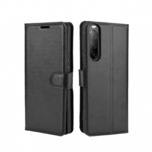 Flip Case Für Sony Xperia 10 II Kunstleder Litschi