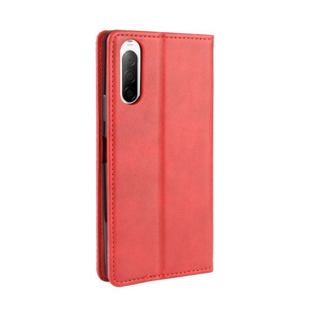 Schutzhülle Für Sony Xperia 10 II Flip Case Stilisierter Vintage-ledereffekt